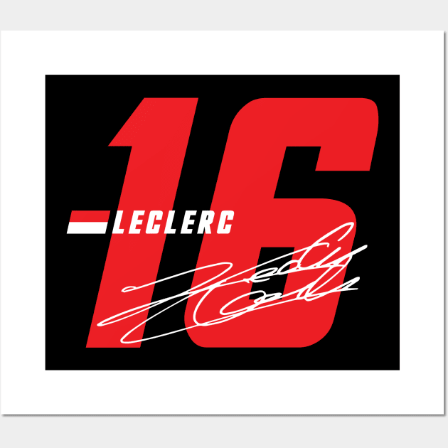 Charles Leclerc 16 Signature Number Wall Art by petrolhead